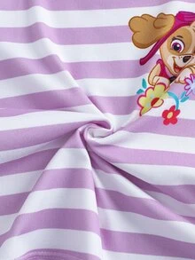 SHEIN | PAW Patrol Young Girl Cartoon Print Striped Top And Hipster Panties Underwear Set - Pink - View 10