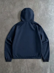 PAVTROS Men's Letter Print Long Sleeve Zip-Up Hooded Jacket - Navy Blue - View 2