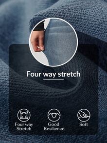 Flexra Petite 女款高腰口袋寬腿寬鬆休閒牛仔褲 - 藍色 - 查看 7
