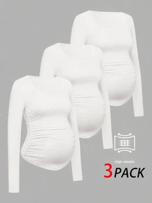 SHEIN 3PCS Maternity T-Shirts - White - View 7