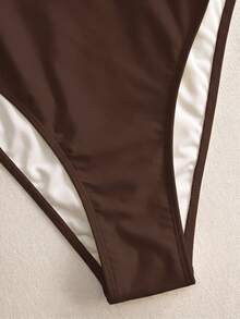 Swim Vcay Spring/Summer Girls Vacation Influencer Solid Color Starfish Design One-Piece Swimsuit With Beach Cover-Up Set - Brown - View 8