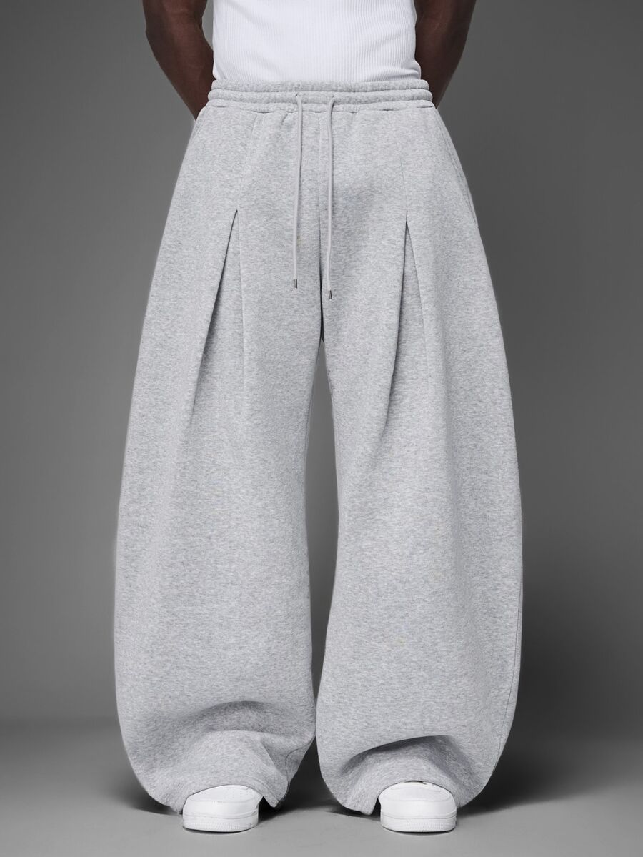 STYNVO Men's Drawstring Waist Pleated Casual Versatile Daily Wear Sweatpants - Light Grey - View 1