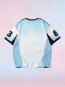 My Little Pony X SHEIN Men's Fashion Cartoon Graphic Print Crew Neck Short Sleeve T-Shirt - Blue and White - View 2