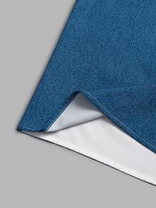 GlowEve CURVE Kemeja Wanita Ukuran Besar Motif Denim Patchwork Biru & Putih Elegan Kasual untuk Perjalanan Musim Gugur - Putih - View 5