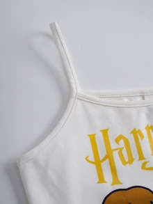 HARRY POTTER X SHEIN 青少年女孩細肩帶上衣與短褲家居服套裝 - 淡紫色 - 查看 4