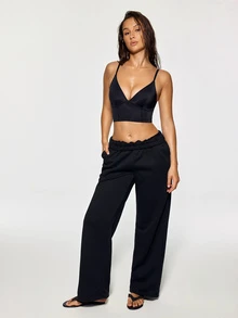 SHAPORA 1pc Women's Simple Basic Skin-Friendly Adjustable Strap Top - Black - View 6