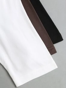 Sweetra Spring/Autumn New Solid Color Stand Collar Short Sleeve Top, Slim Fit, Elegant Minimalist, Suitable For Streetwear And Daily Wear - Multicolor - View 4