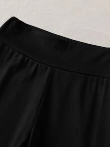 SHEIN Girls' Fashionable And Simple Slim Fit Flared Pants, Multifunctional Casual Pants For Spring, Summer, And Autumn, School Navy Blue Gray Autumn Style - Black - View 4
