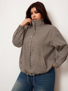 Enliva Plus-Size Women's Casual Loose Plaid Autumn And Winter Coat Apple,Rounded Body - Multicolor - View 4