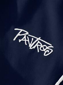 PAVTROS 男士十字印花抽繩腰口袋休閒短褲 - 藏蓝色 - 查看 2