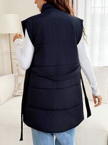 SHEIN Maternity Solid Color 3-In-1 Casual Daily Outerwear - Navy Blue - View 4