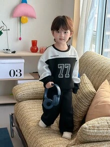 DAZY Infant (Boy) Round Neck Contrast Color Long Sleeve Jacket Set - Grey - View 5
