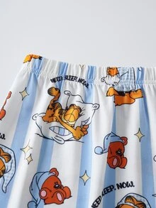 GARFIELD | SHEIN Plus Size Cartoon Print Short Sleeve Top And Shorts Pajama Set - Multicolor - View 6