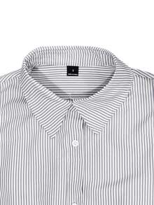 IslaSuriya Women's Striped Print Long Sleeve Button-Down Shirt, Casual Slim Fit Collared Blouse, Y2K Commuter Basic Cinched Waist Shirt - Multicolor - View 3