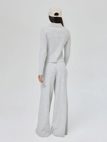 MUSERA Grey Knit Long Sleeve Top And Straight Leg Trouser Co Ord Sold As Set Autumn Winter School Blancs - Grey - View 5