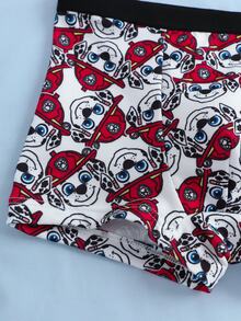 SHEIN | PAW Patrol 小男孩字母卡通印花休閒日常四角內褲 - 紅白色 - 查看 6