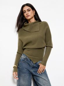 Maija Women's Solid Color Casual Daily Knit Top,Going Out Outfits, Work Outfits For Women,Fall Clothes - Army Green - View 4