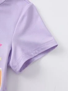 My Little Pony X SHEIN Đầm mặc nhà bé gái cổ tròn tay ngắn gấu bèo nhún G4 - Nhiều màu - Xem 5