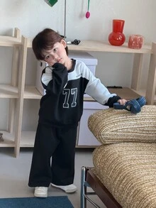 DAZY Infant (Boy) Round Neck Contrast Color Long Sleeve Jacket Set - Grey - View 7