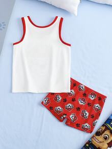 SHEIN | PAW Patrol 2pcs Young Boy Set Undershirt & Boxer Briefs Co-Branded 4-7Y Red Series - Red and White - View 2