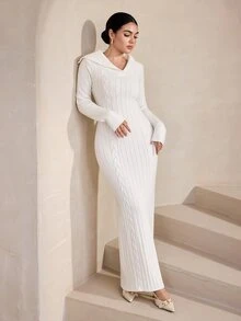 Graceveil Women's Solid Color Casual Everyday Knit Dress - White - View 6