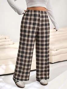Solflare Plus Size Fashion Casual Plaid Loose Long Pants For Daily Wear - Multicolor - View 5