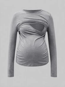 Modmama 3件裝哺乳純色長袖上衣 - 彩色 - 查看 14