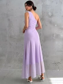 Firerie Women's Elegant Formal Office Commute Casual Vacation Party Vintage Teacher Mesh Solid Color One - Lilac Purple - View 2