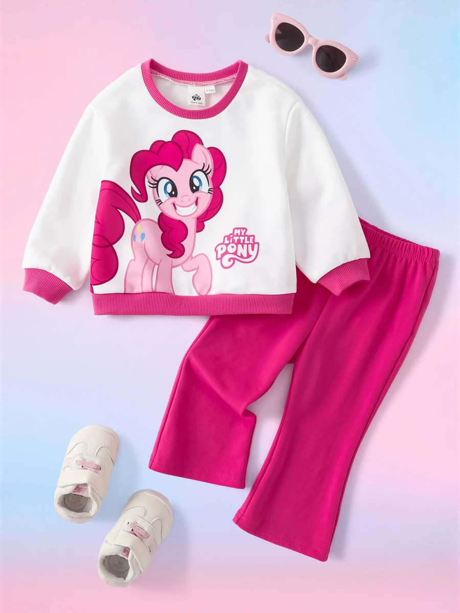 My Little Pony X SHEIN Baby Girl Crew Neck Long Sleeve Sweatshirt And Pants Casual Set G4 - Multicolor - View 1