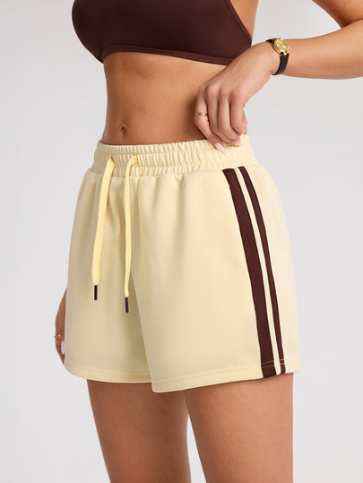 Dewbera Dewbera Women's Drawstring Waist Colorblock Casual Daily Sports Shorts