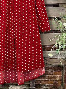 Linhara Women's Casual Striped Pocket Shirt Dress Plus Size - Red - View 3