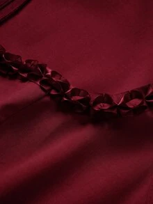 Fairmaia 德式傳統大尺碼女款腰綁帶休閒日常夏季洋裝 - 酒紅色 - 查看 5