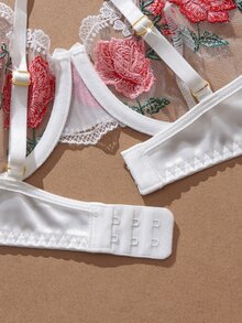 SHEIN 2pcs Women's Lingerie Set, Embroidered Underwire Bra And Panties - Multicolor - View 5