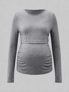 Modmama 3件裝哺乳純色長袖上衣 - 彩色 - 查看 7
