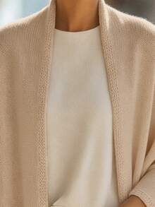 SHEIN Women's Solid Color Casual Versatile Daily Long Sleeve Cardigan - Apricot - View 5