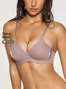 SHAPORA 1pc Comfortable Cotton Wireless Bra - Dusty Purple - View 4