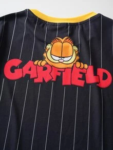 GARFIELD | SHEIN تي شيرت كاجوال يومي بأكمام قصيرة بطبعة كرتونية رقمية للأولاد المراهقين - الأسود - مشاهدة 6