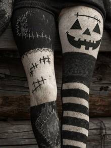 EMERY ROSE Women's High-Waisted Halloween Print Leggings, Suitable For Halloween. - Multicolor - View 3