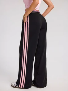 Dewbera Dewbera Women's Colorblock Casual Daily Travel Sports Long Pants - Black - View 2