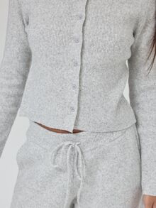 MUSERA Grey Knit Long Sleeve Top And Straight Leg Trouser Co Ord Sold As Set Autumn Winter School Blancs - Grey - View 6