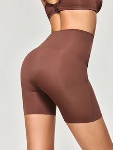 SHAPORA 女款休閒高腰緊身提臀塑形瑜伽短褲 - 棕色 - 查看 2