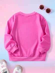 My Little Pony X SHEIN بلوزة رياضية بياقة طاقم وأكمام طويلة للفتيات الصغيرات G4 - وردي - مشاهدة 2