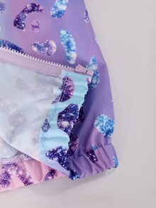 SHEIN 青少年女孩亮片豹紋拼色夾克外套與長褲休閒 Y2K 風格秋冬運動套裝 - 彩色 - 查看 8