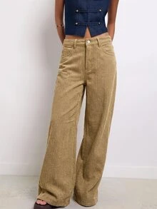 Nöista Purple-Brown 3D Woven Wide-Leg Pants,Casual,Comfortable,Practical,Spring And Autumn Casual Wear,Vacations,Versatile Piece - Brown - View 2