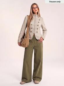 Avantive Women's Striped Straight Leg Loose Casual Versatile Long Pants - Brown - View 7
