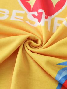 My Little Pony X SHEIN Men's Letter & Heart Print Short Sleeve Casual T-Shirt G4 - Yellow - View 7