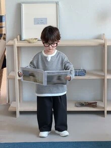 DAZY Infant (Boy) Round Neck Colorblock Long Sleeve Top - Grey - View 6