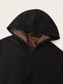 SHEIN EZwear 大尺碼女款純色保暖內裡休閒百搭長袖夾克 - 巧克力棕 - 查看 4