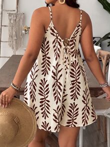 SHEIN VCAY Plus Size Vacation Cami Back Tie Loose Jumpsuit - Multicolor - View 4