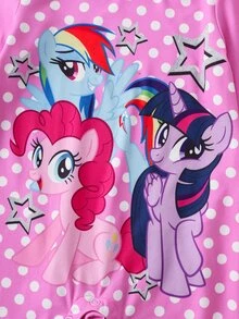 My Little Pony X SHEIN 女嬰波點印花長袖休閒連身褲 G4 - 淺粉色 - 查看 4
